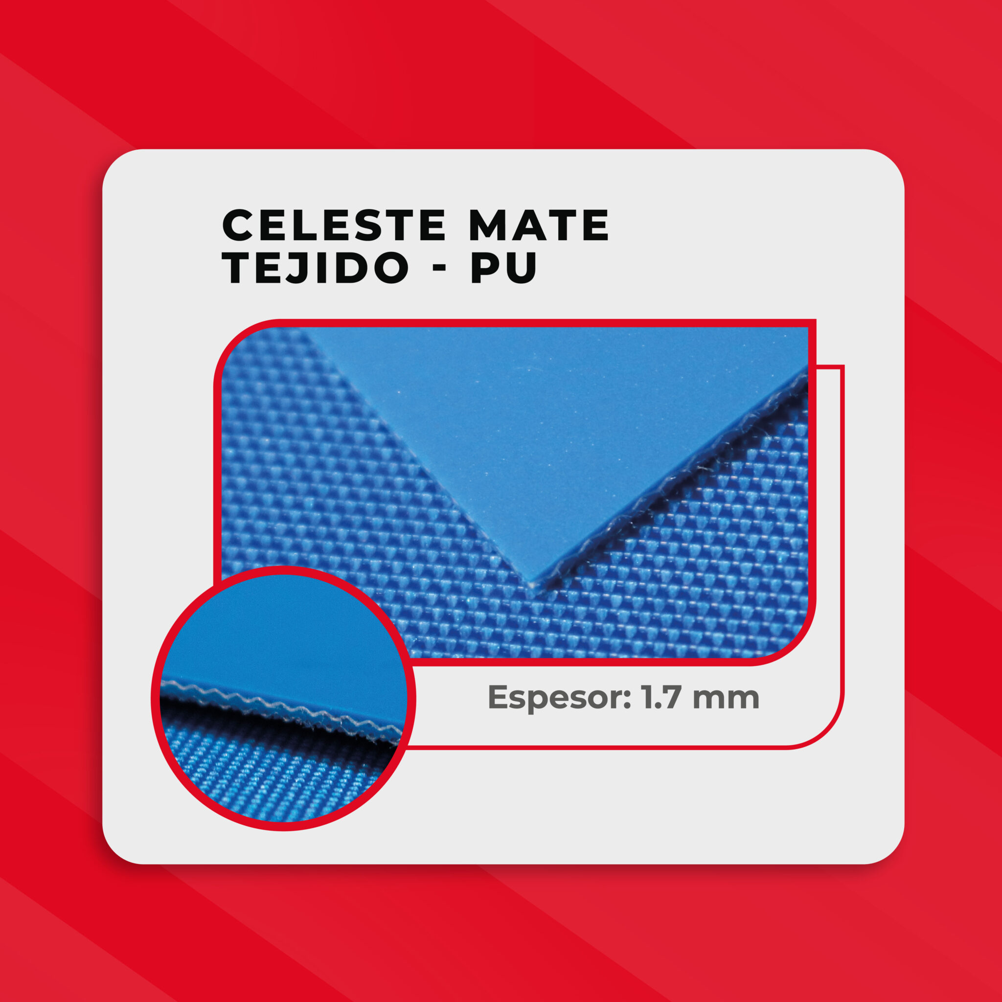 celeste mate tejido - pu - 1.7 mm