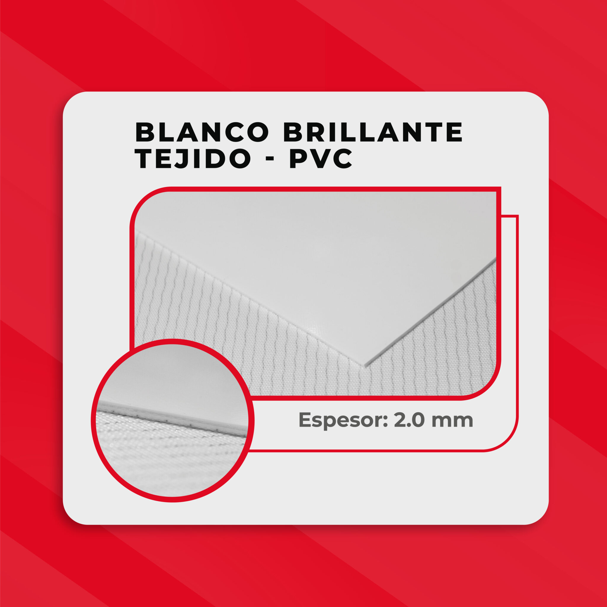 blanco brillante tejido pvc 2.0 mm
