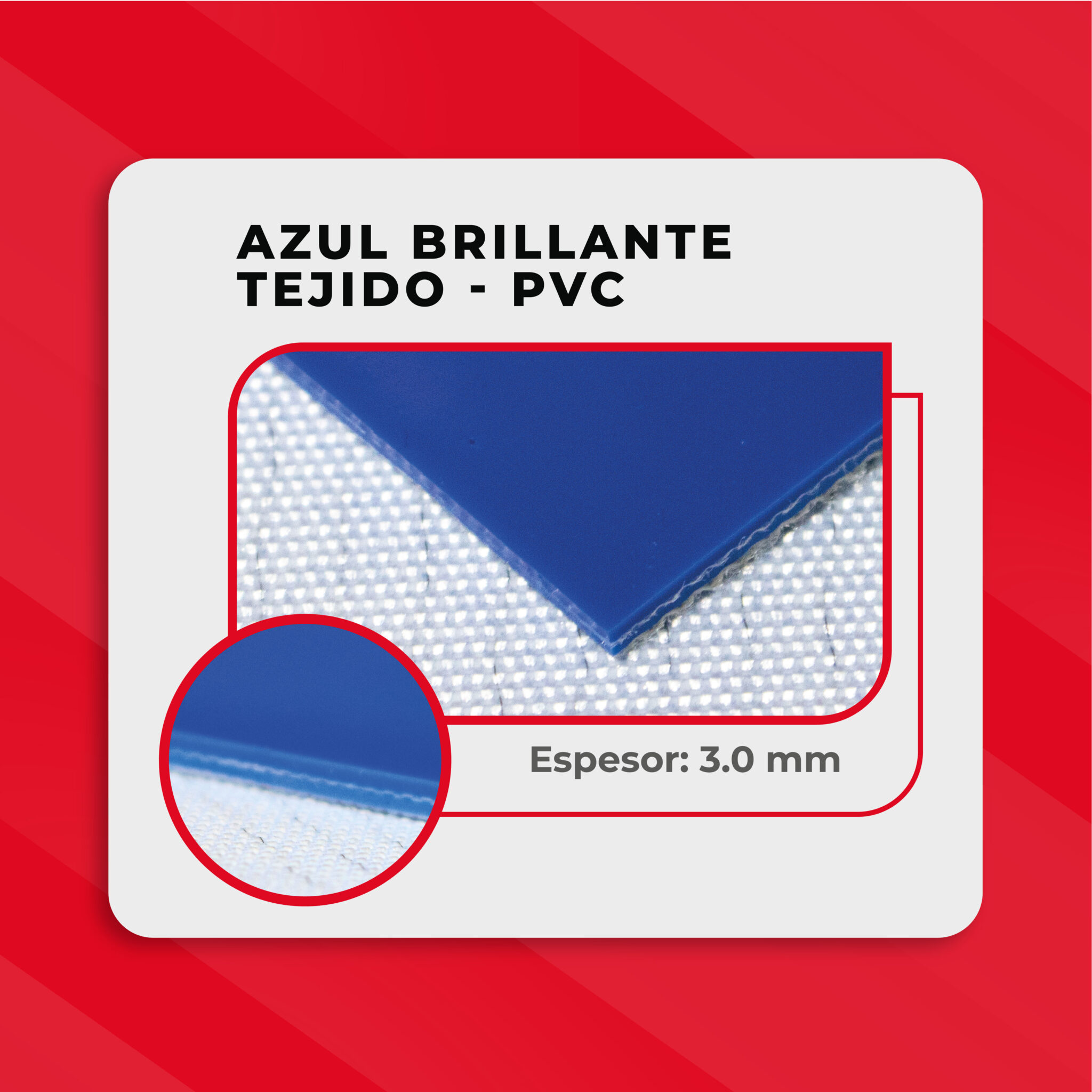 azul brillante tejido pvc 3.0 mm
