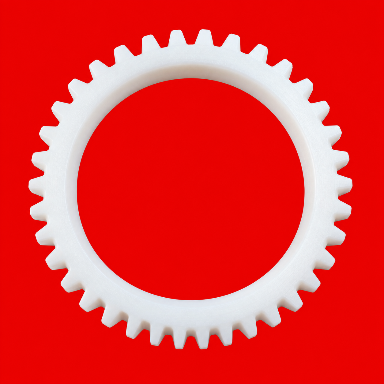 Engranaje blanco sobre fondo rojo (1)